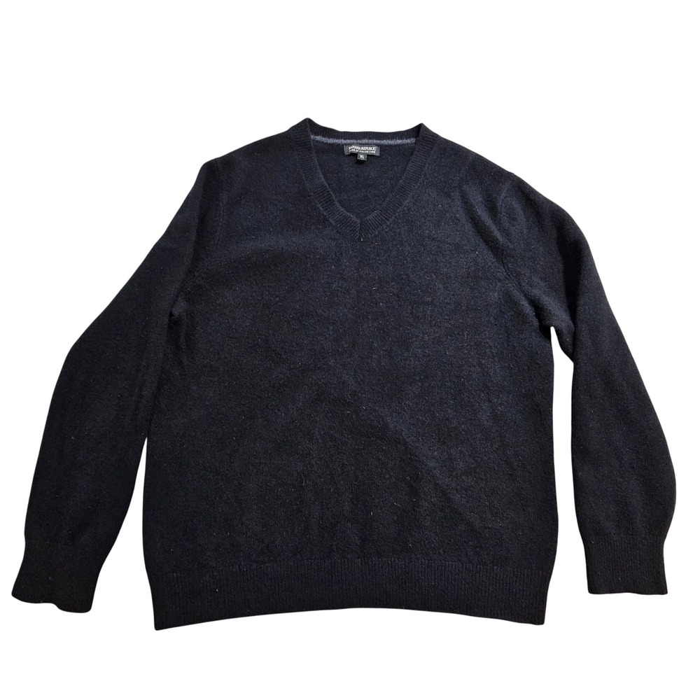 Banana Republic VNeck Sweater XL Navy Blue Extra Fine 100% Merino Wool 876819-04